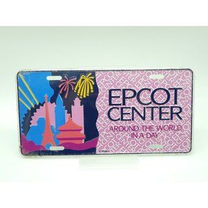 Disney License Plate Epcot Center Around the World in a Day Sealed NEW Vintage